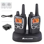 Midland® T71VP3 X-TALKER Long Range Walkie Talkie - FRS Two-Way Radio for Camping Overlanding Rock Crawling - NOAA Weather Scan - 36 Channels and 121 Privacy Codes Black/Silver 2 Pack