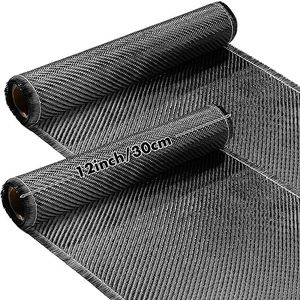 Frienda 2 Rolls 5 ft x 12" Carbon Fiber Fabric Roll Pure Fabric Carbon Fiber Sheet 2 x 2 Twill Weave 3k/ 220g for Cars for Structural Reinforcement on Concrete Walls, Basements, Boats DIY Projects