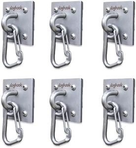 Doghook Canine Hitch- Secure Dog Leash Parking Wall Large Hook with Clip 6 Pack - Tie Out Stainless Steel & ABS Mounting Plate for Strength - Practical Lead Management for Home & Business