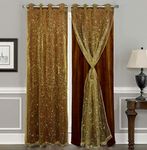 JVIN FAB Velvet Double Curtains 2 in 1 Curtain with Embroidery Curtain Best for Every Interior/Living Room/Dining Hall/Hotel/Bedroom/Kid Room/Kitchen (8 Feet, Brown) Set of 2 Pieces