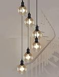 BDS lighting Retro Multi Glass Balls Staircase Chandelier Spiral Modern Pendant Lights for Villa Chandelier Duplex Staircase Long Chandelier E27 LED, Large Size (Size : 6 Balls)