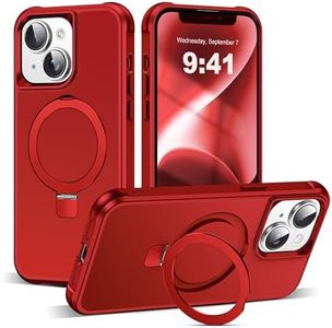 SKYLMW Compatible with iPhone 14 Plus Case with Invisible Magnetic O-Ring Stand Military-Grade Case for iPhone 14 Plus 6.7" [Compatible with Mag-Safe][Great Grip Feeling], Red