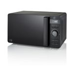 Swan SM22037LBLKN Stealth LED Digital Microwave with Glass Turntable, Defrost Setting, 20L, 800W, Matte Black