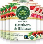 Traditional Medicinals - Organic Hawthorn with Hibiscus Herbal Tea (Pack of 6) - Fair Trade Ingredients - Promotes Heart Health - 96 Tea Bags Total