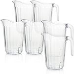 Arrow Home Products Clear Plastic Pitcher, 60 Ounce - 6 Pack Bulk Set for Bars and Restaurants - Space-Saving Stackable Design - Fill with Ice Water, Beer - Made in The USA, BPA Free, Dishwasher Safe