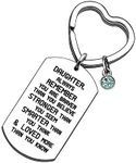 Pubiao Daughter Keyring Stainless Steel You are Braver Than You Believe Keychain with Family Rhinestones Daughter Mum Dad Dog Tags, Silver, One Size