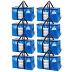 TAILI 8 Pack Extra Large Moving Bags, Blue Heavy Duty Totes For Storage with Visible Window, Wrap Around Handles, Storage Bags for Space Saving Moving Storage, Alternative to Moving Boxes