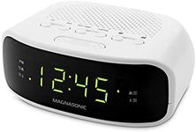 Magnasonic Digital AM/FM Clock Radio with Battery Backup, Dual Alarm, Sleep & Snooze Functions, Display Dimming Option,White (EAAC201)