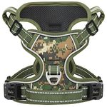 HEELE Dog Harness, Dog Harness for Small Medium Large Dogs No Pull Adjustable Padded Reflective Harness with Handle for Walking Training, Dog Harness Camouflage, Camo Green, S