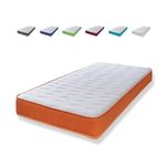 Extreme Comfort Cooltouch Colours Orange Wave Hybrid Memory Foam & Pinna-Coil Innerspring Mattress With Orange Border 18cms Deep, 3ft Single 90cmx190cm