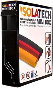 ISOLATECH tubo termoretráctil 2:1 Mini Box sin adhesivo negro Ø6,4mm 10 metros para coche USB camping reparación resistente a los rayos UV aislante rollo sin etiquetar en práctica caja dispensadora