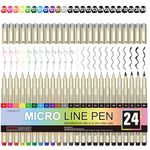 CHARSOCO 24 Pack Micro Pens, 12 Colors & 12 Black in 0.23mm - 5mm, Waterproof Archival Ink, Fine Point Pen for Artist Illustration, Sketching, Anime, Manga and Technical Drawing