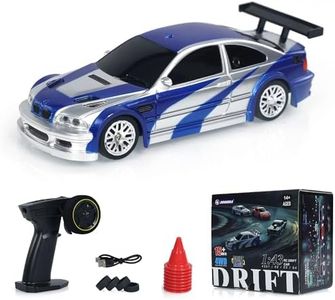wheelfun 1/43 Radio Control Drift Car 4WD RC 2.4g Mini Race Car High Speed Car RC Drift Car Model(Blue and Silver)
