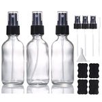 LIYUABU 60ml Clear Glass Spray Bottles,Small Empty Fine Mist Perfume Refillable Reusable Travel Spray Bottle for Essential Oils/Hair/Aromatherapy/Cleaning/Cosmetic with Extra Spray Nozzle(3 Pack)