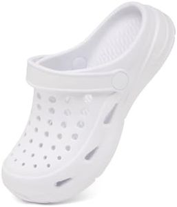 Cubufly Toddler Boys and Girls Garden Clogs Slip on Water Shoes Children Sandals for Indoor Outdoor White Toddler 6-Toddler 7