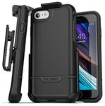 Encased iPhone SE Belt Clip Holster Case (2020 Rebel Armour) Shockproof Rugged Full Body Cover with Holder (Black)