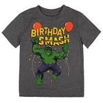 Marvel Avengers Spider-Man Captain America Hulk Birthday T-Shirt Toddler to Big Kid, Grey, 4T