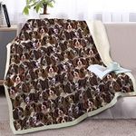 BlessLiving Fuzzy Dog Blanket for Kids Adults Puppy Lovey Fleece Blanket Reversible Animal Pattern Sherpa Throw (English Springer Spaniel, 60 x 80 Inches)