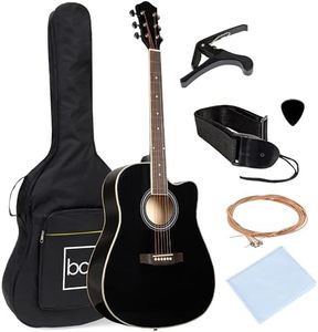 Best Choice Products 41in Beginner Acoustic Guitar Full Size All Wood Cutaway Guitar Starter Set Bundle with Case, Strap, Capo, Strings, Picks - Black