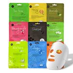 Celavi Essence Facial Face Mask Paper Sheet Korea Skin Care Moisturizing 9 Pack (Mix of 9)