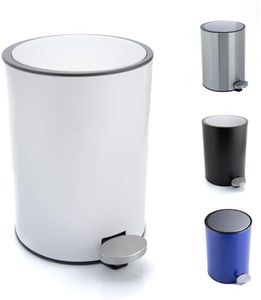 Bamodi Mini Step Trash Can with Lid - 0.8 Gallon Stainless Steel Garbage Can - Soft-Closing System and Removable Inner Bucket Trash Bin - Ideal for Bathroom, Bedroom and Kitchen - White
