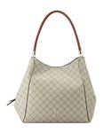 NINE WEST Women's Etta Jet Set Carryall Handbag, Crossbody, Satchel, Tote, Wallet, Beige Logomahogany, Large