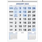 LAURET BLANC 2025 Wall Calendar -14.75" X 20" for Home & Office, Holidays Mentioned, (H)