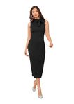 aihole Enterprise Women's Fit and Flare Midi Knee Length Dresses for Women/Beach Dress for Women (Black, M)