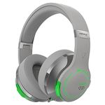 Edifier G5BT Wireless Gaming Headset for PC/PS4/Mobile Phone, Bluetooth Headphones with Retractable Dual Noise Cancelling Microphones, RGB Lighting, 3.5mm Wired Jack 2 Modes Gaming Headphones - Grey