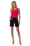 Rekucci Women's Ease into Comfort 15cm Cuffed Short with Button Detail (14,Black)