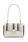 Calvin Klein Women's Clove Triple Compartment Flap Shoulder Bag, White/Black Snake Combo, One Size