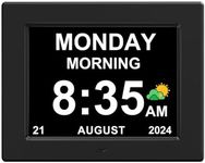 AINFTIME 8inch Large Clock with Day and Date for Elderly-3 Colors Display Digital Calendar Alarm Clock Dementia Alzheimers Clock with Extra Large Display (8in Black)