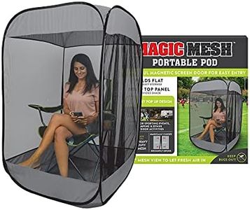 Magic Mesh Personal Portable Pod Modular Design, See-Through Mesh, Keeps Fresh Air in & Bugs Out, Pops Up in Seconds, Magnetic Door Panel, Fits One Adult & Folding Chair- 59" x 37.4" x 37.4"