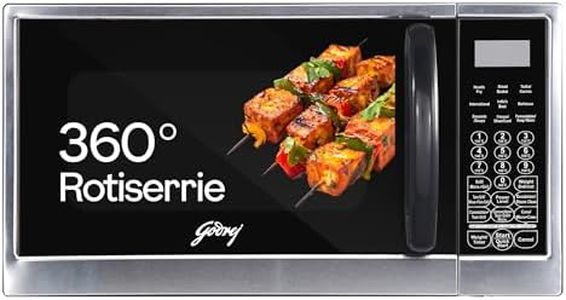 Godrej 30 L Convection Microwave Oven With Rotisserie, Stainless Steel Cavity, Dual Grill Technology and 375 Instacook Menus (GME 530 CR1 SZ, Black)
