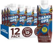 Ripple Shake Ups Kids Protein Shake, Chocolate | 13g Pea Protein | Shelf-Stable Single Serve Cartons | Dairy-Free, Gluten Free | 8 Fl Oz (Pack of 12)