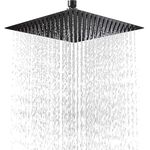 Tosch Stainless Steel 304 8X8 Inches Showerhead Grade Square Black Extra Rainfall Ultra Slim Ceiling Or Wall Mount Overhead Shower Only (Without Arm) Black Matte Finish (Series-Super Heavy)