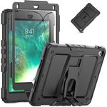 Timecity Case for iPad iPad 6th/5th Generation Case/Air 2/Pro 9.7'' [3-Layer] Shockproof Rugged Design Case Built-in Screen Protector & Foldable Kickstandr for iPad 9.7 Inch 2018/2017,Black