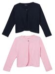 KRYPTIC Kids Girls Cotton Pack of 2 Solid Regular Length Full Sleeve Shrug(Light pink/Navy-5-6Y)