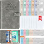 100 Envelope Challenge Binder, A6 Money Saving Wallet with Upgraded Cash Envelopes, Budget Savings Challenge Book with 24 Money Saving Trackers to Save £5050, £500, £1000, £2000, £5000, £10000 etc