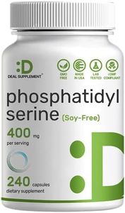 Phosphatidylserine Supplement, 400mg Serving, 240 Capsules – Soy Free Sunflower Lecithin Source