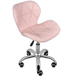 Charles Jacobs Home Office Swivel Computer Desk Chair with a Height Adjustable Chrome base and Wheels - Pink PU