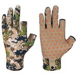 BASSDASH Unisex Fingerless Camo Hunting Gloves for Men's Women's Early Season Warm Weather UPF 50+ Lightweight Fishing Photography HG03