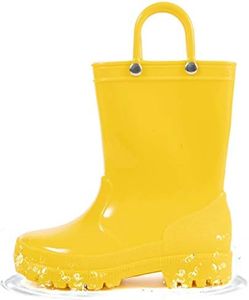 HugRain Toddler Kids Lightweight Adorable Rain Boots, Yellow, 1 Big Kid