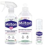 Milton Baby Bottle Cleaner 500 ml Plus Anti Bacterial Surface Spray 500 ml Plus Hand Sanitiser 50 ml Hygiene Bundle