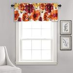 Lush Decor Leah Floral Light Filtering Valance, 52" W x 18" L, Red & Orange - Floral Curtain - Spring Decor - Colorful Blooming Flowers - Bathroom Or Kitchen Valances For Windows