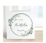 Wedding greetings card wreath leaves congratulations to the new Mr & Mrs, square congratulations wedding card for Bride and groom, wedding day card, wedding greetings card,