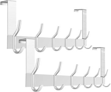 Anjuer Over The Door Hanger 12 Hooks Silver, Door Hooks for Hanging Clothes, Coats, Towels, 44Ib Maximum Load Weight