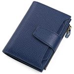 SENDEFN Women's RFID Blocking Leather Small Compact Bi-fold Zipper Pocket Wallet Card Case Purse with ID Window