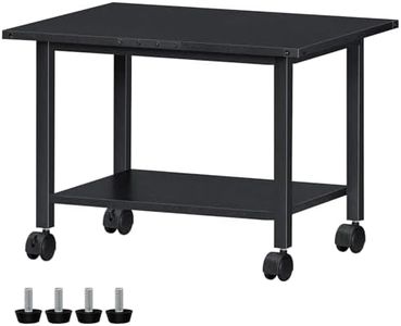 Lerliuo Under Desk Printer Stand, 2-Tier Industrial Mobile Printer Table with Storage Shelf and Steel Frame, Rolling Printer Cart Holder with Lockable Wheels for Home, Office (Black)