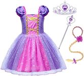 COTRIO Baby Girls Princess Costume Birthday Outfit Fancy Dress Halloween Xmas Party Dresses Up with Accessories Size 5T Purple